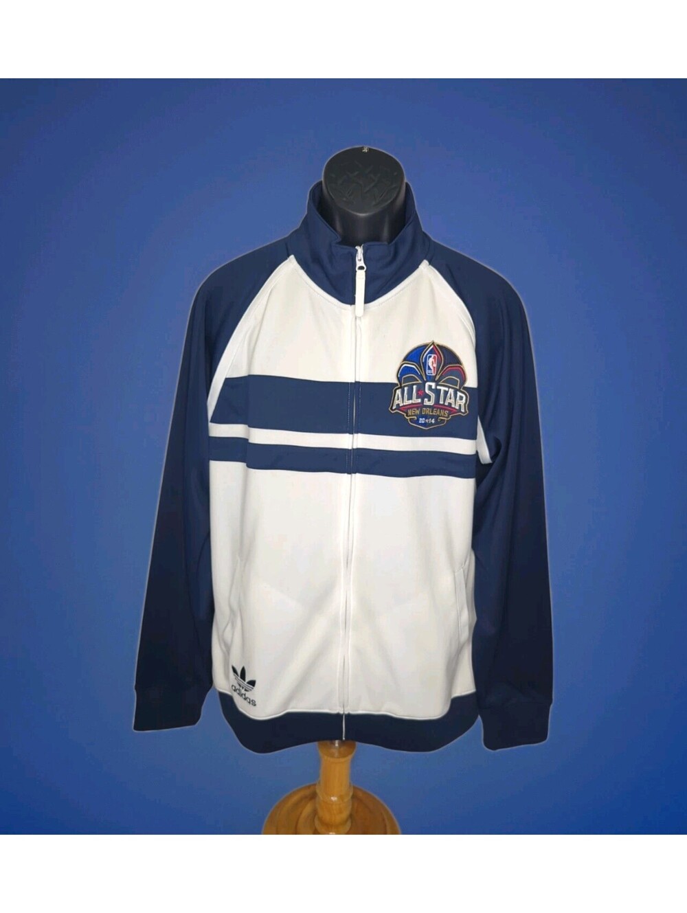 Adidas 2014 NBA All Star Game New Orleans Track Bomber Jacket Mens Large White